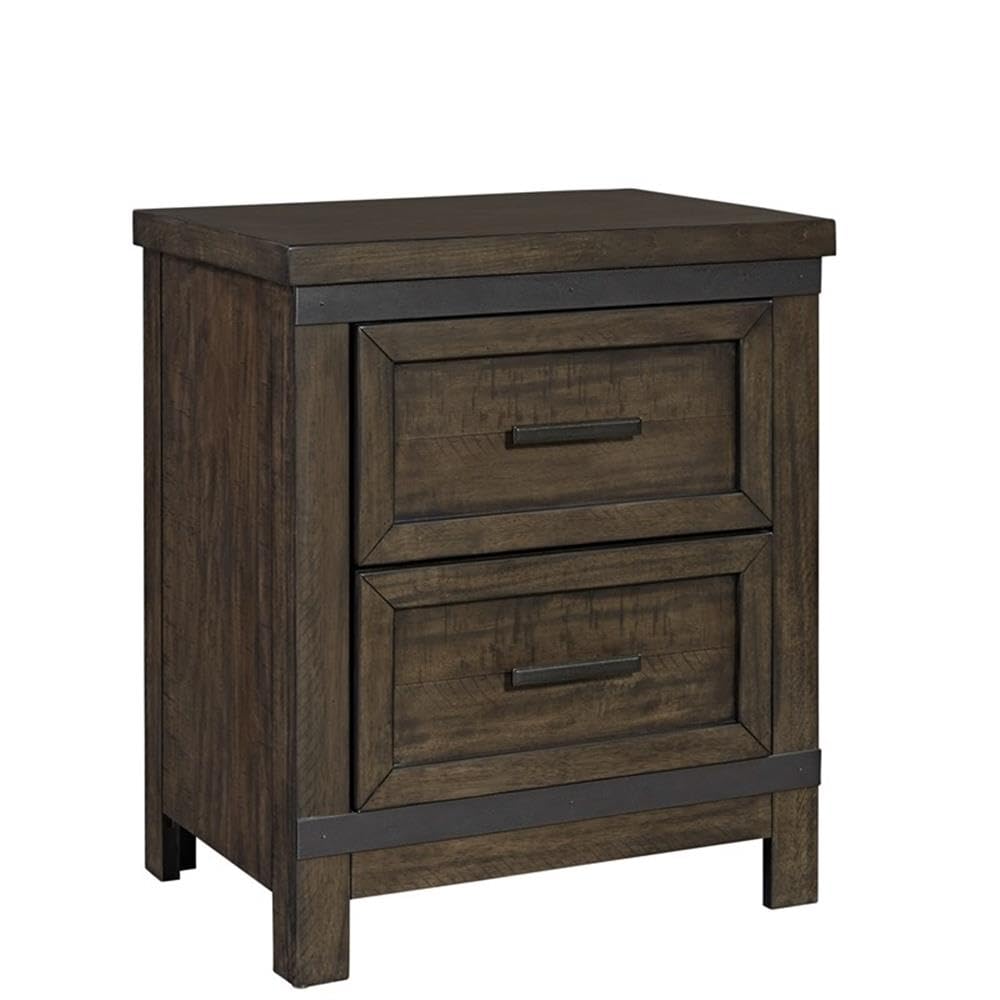 Liberty Furniture INDUSTRIES Two Drawer Nightstand in Gray Finish 141 - Modern Bedside Table for Bedroom, Living Room & Guest Room Storage