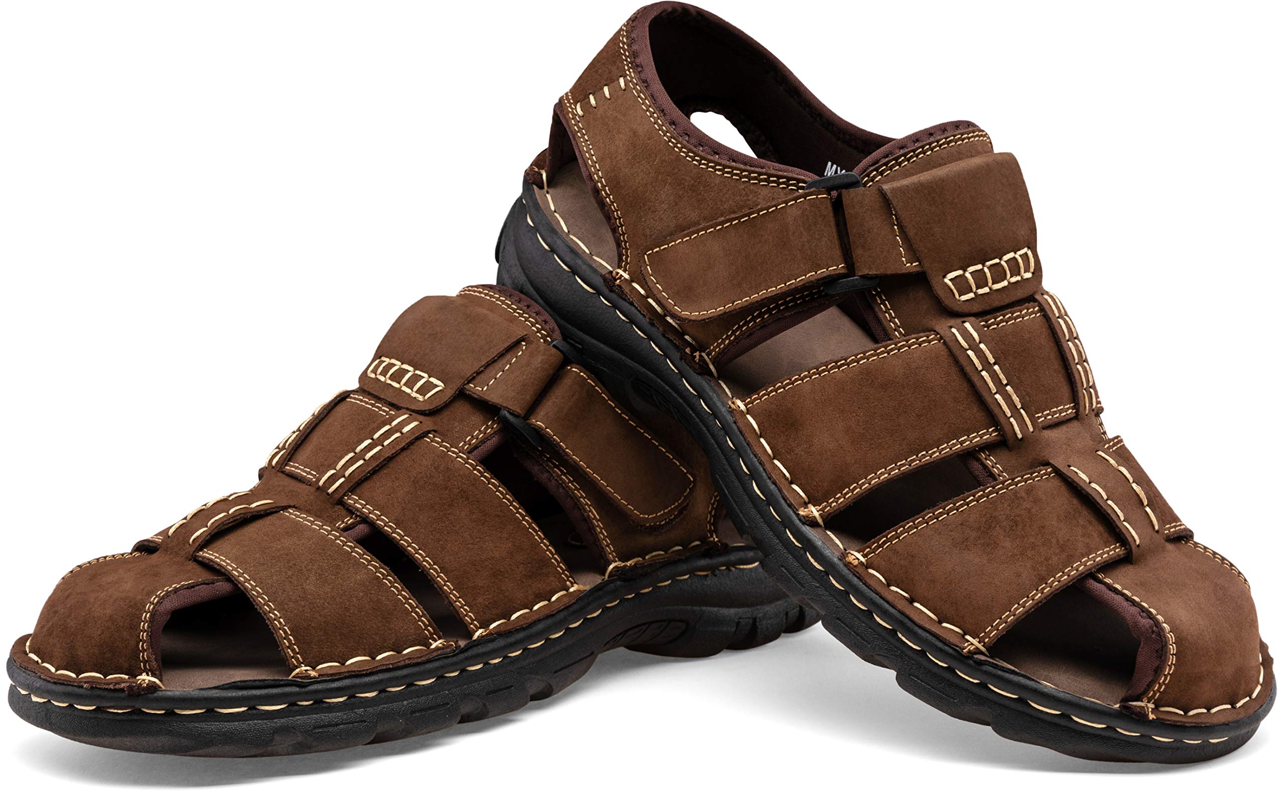 Jousen Men's Leather Open Toe Sandals - Breathable Beach Hiking Sandals for Outdoor Summer Sports | Perfect for Walking, Travel & Water Activities