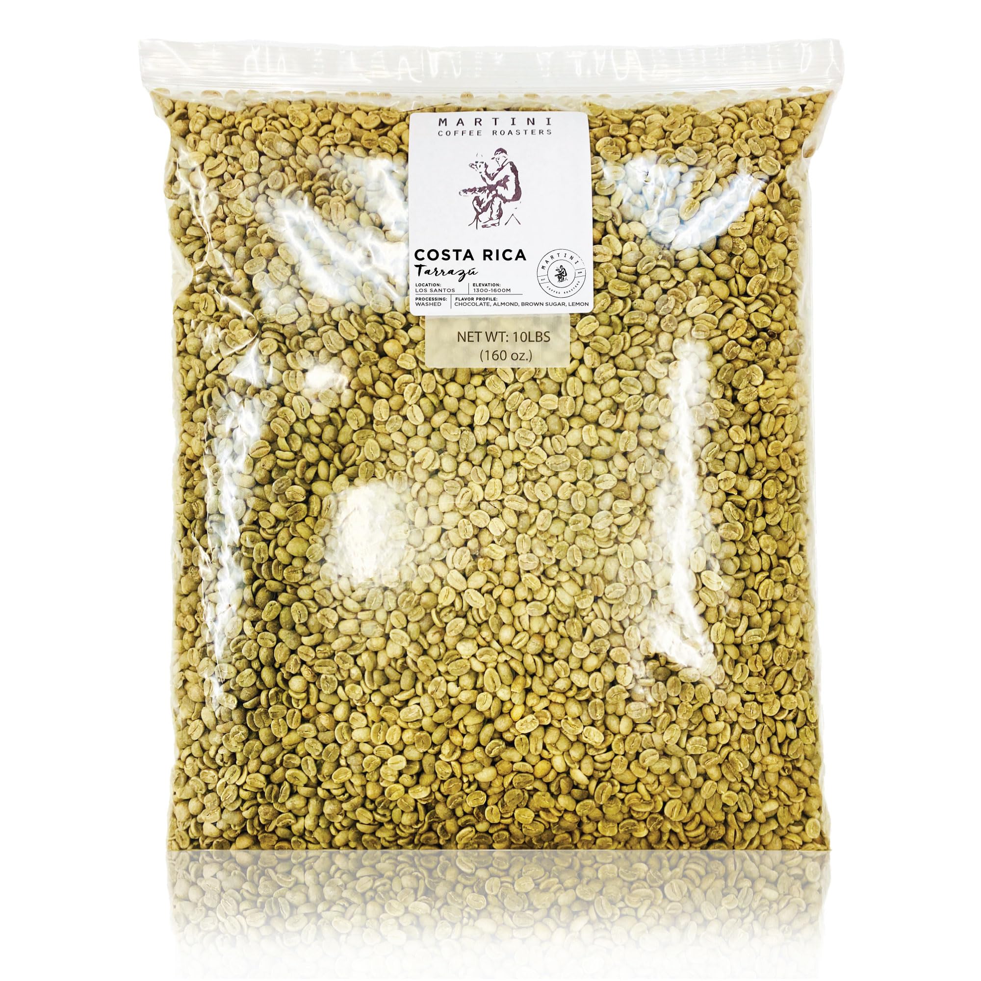 10LB Unroasted Green Coffee Beans - Costa Rica Tarrazu Single Origin - Premium Raw Coffee Beans for Home Roasting - Perfect for Espresso, Cold Brew & French Press - Martini Coffee Roasters