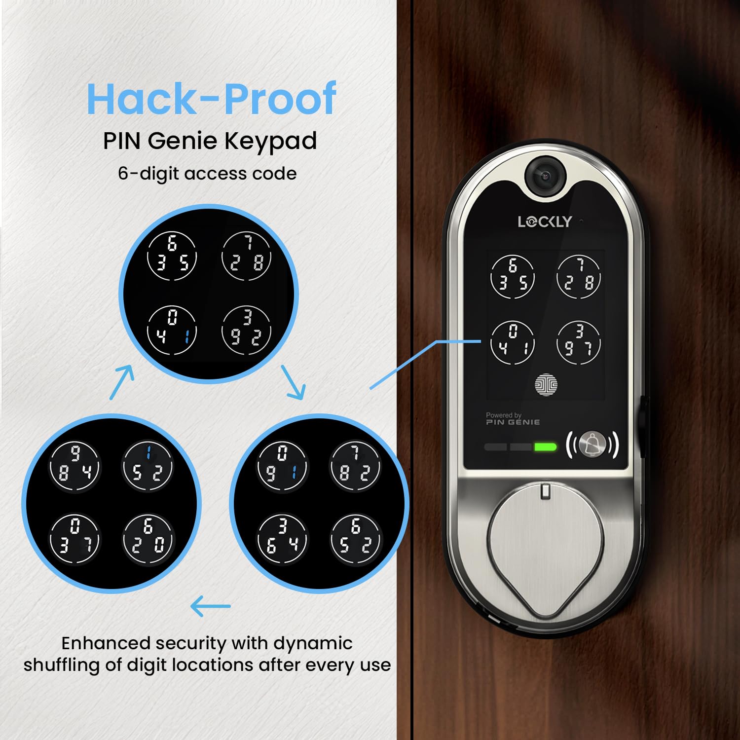 Lockly Vision Smart Lock with HD Video Doorbell - Fingerprint & Touchscreen Keypad Front Door Lock, App Control, Auto Lock, No Monthly Fee (Satin Nickel) - Secure Your Home with Smart Access & Video Monitoring