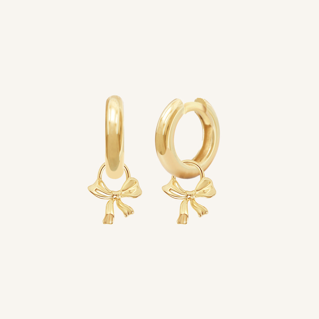 Fusion Bow Plain Charm Hoops - Elegant Dainty Earrings for Women, Minimalist Jewelry Gift for Her - Perfect for Everyday Wear, Parties & Special Occasions