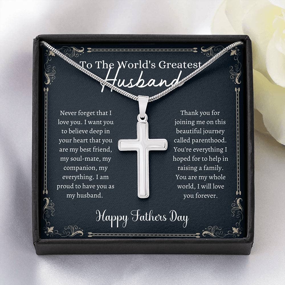 Handmade Cross Necklace for Husband - Unique Father's Day Gift from Wife, Personalized Christian Jewelry for Men | Perfect Anniversary, Wedding & Romantic Occasion Present