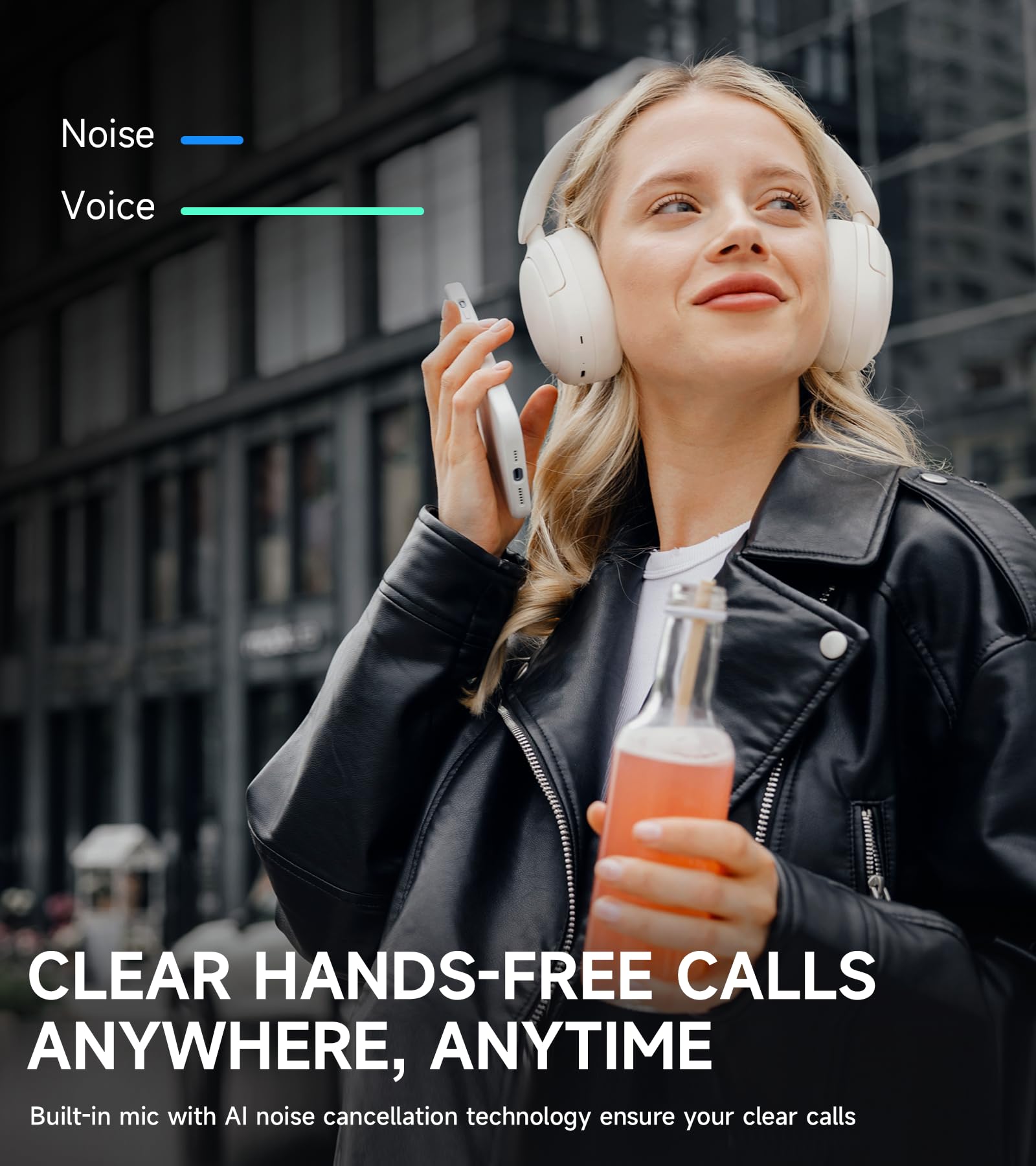 Edifier W800BT Pro Hybrid Active Noise Cancelling Wireless Headphones - Hi-Res Audio, AI Call Noise Reduction, 45H Battery Life, Fast Charging, Foldable Design, Bluetooth 5.4 Over-Ear Headset (Ivory) - Perfect for Travel, Work, and Home Entertainment