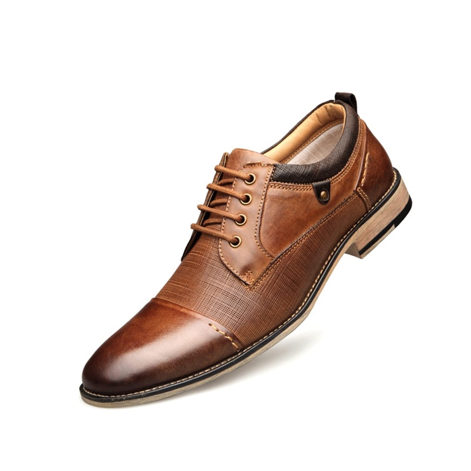 JRTGHNF Men's Dress Shoes Size 38-47 | Genuine PU Leather Business Oxford Shoes for Men | Lace-Up Formal & Casual Shoes for Office, Wedding & Daily Wear