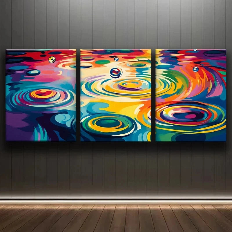 3-Piece Abstract Colorful Painting Drops Metal Wall Art - Ready to Hang Modern Home Decor for Living Room, Bedroom & Office