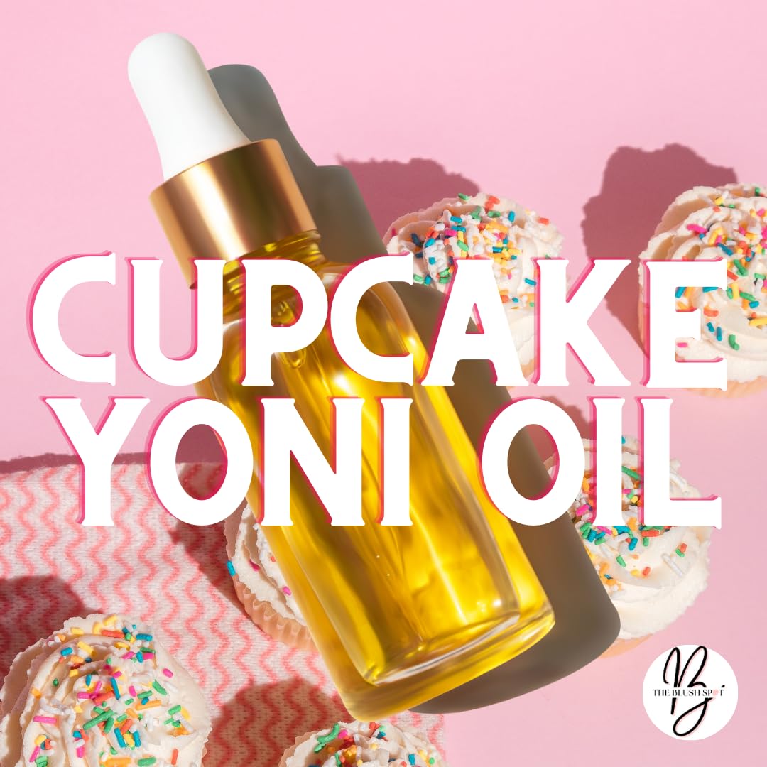 Organic Cupcake Yoni Oil - Edible & Scented Yoni Massage Oil for Women - 1oz - Intimate Care & Sensual Aromatherapy for Couples & Self-Love