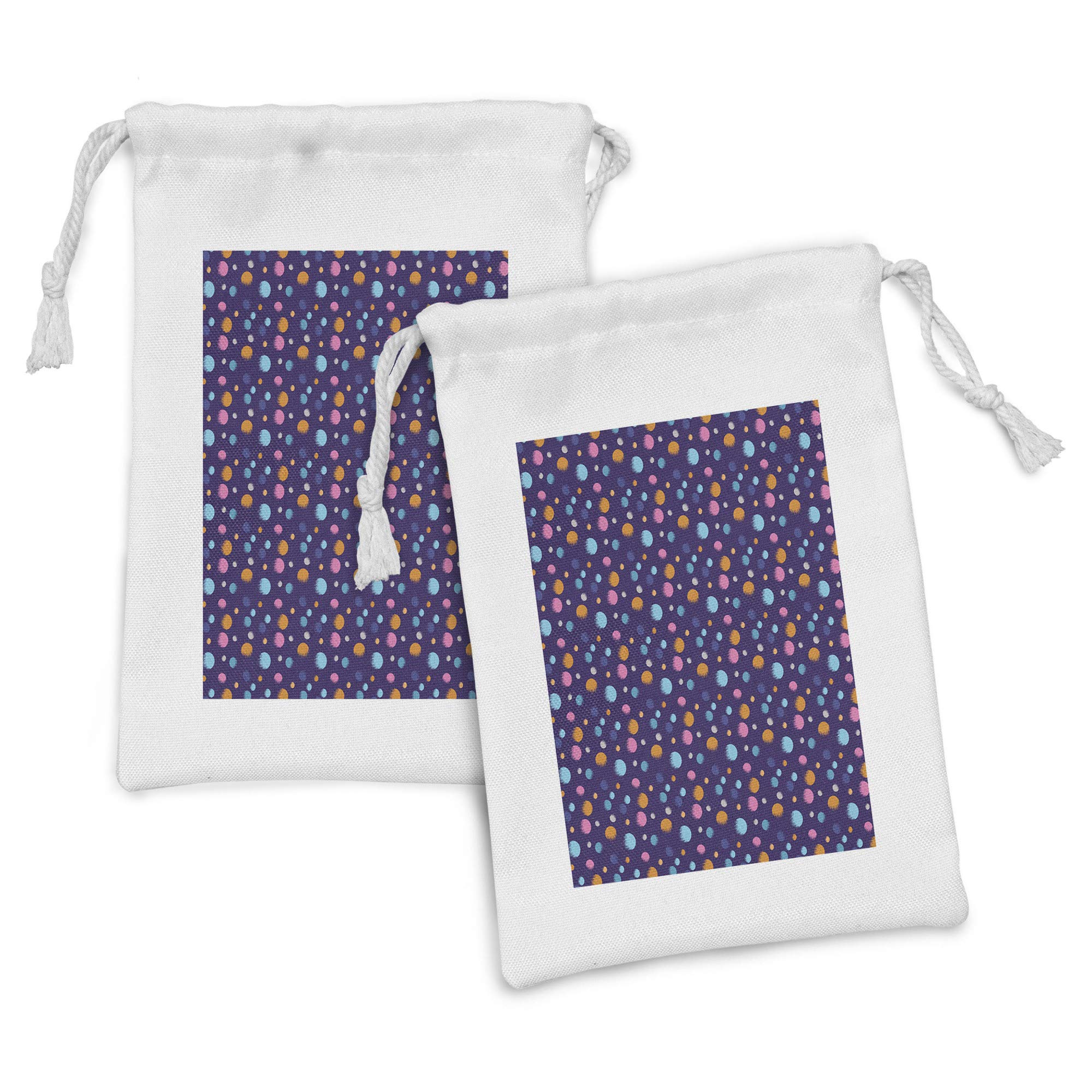 Ambesonne Space Fabric Pouch Set of 2 - Colorful Circular Planets Cosmic Design Drawstring Bags (9