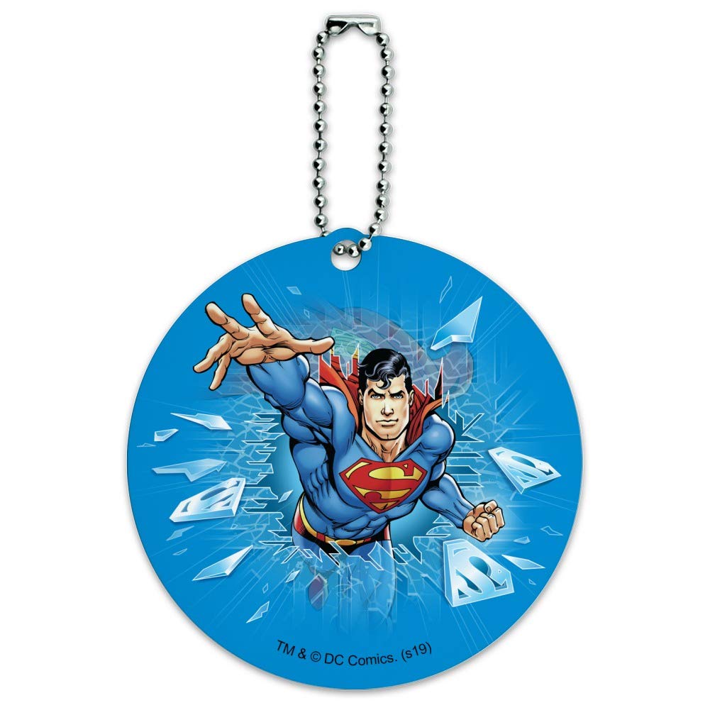 Superman Breaking The Ice Round Luggage ID Tag - Durable Suitcase & Carry-On Baggage Identifier for Travel Accessories (Ideal for Airports, Business Trips & Vacation)