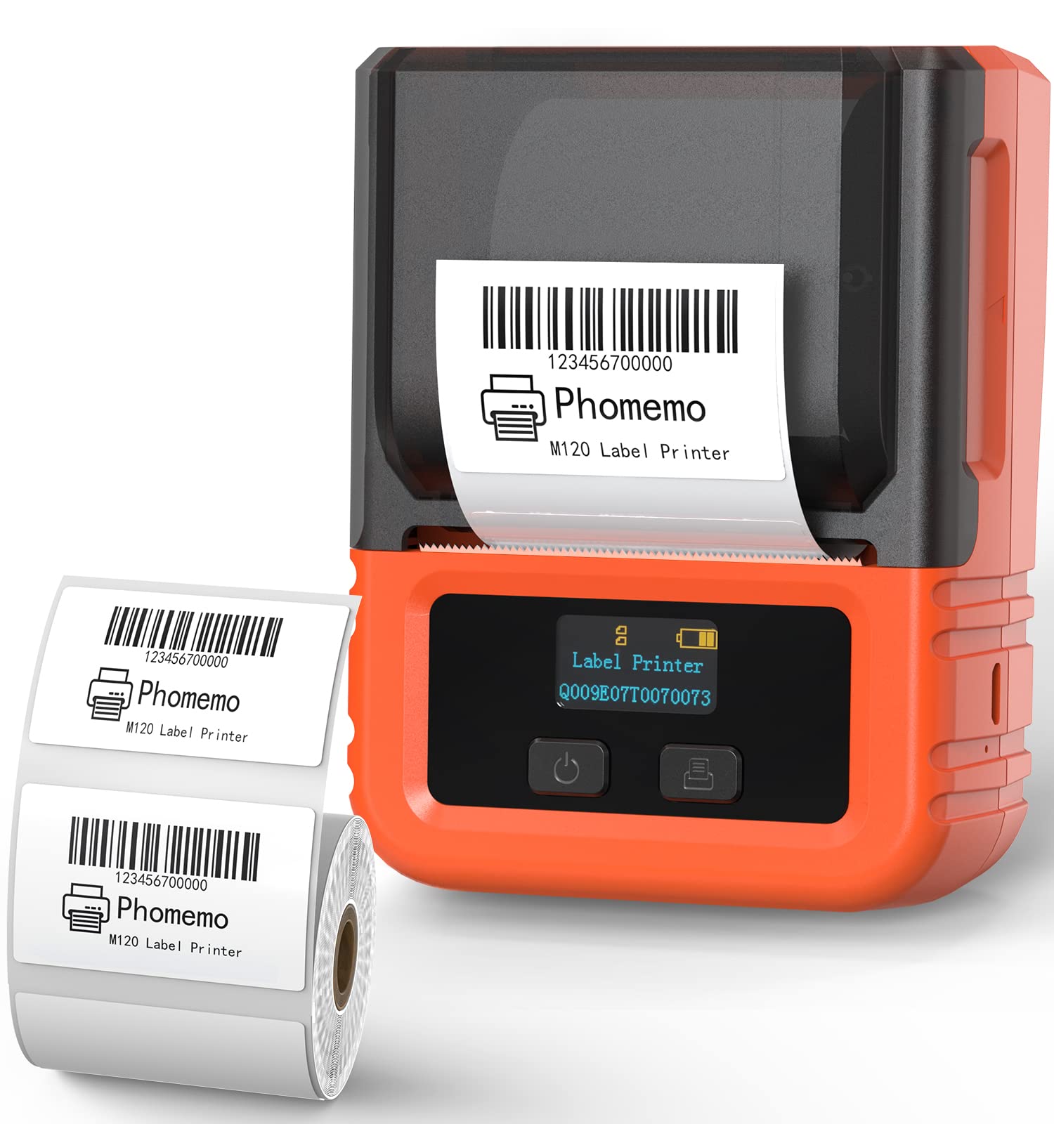 Phomemo M120 2-Inch Portable Bluetooth Barcode Label Printer - Wireless Thermal Sticker Maker for Retail, Home, Office & Small Business | Compatible with Android & iOS | Perfect for Shipping Labels, Inventory Management & Product Pricing