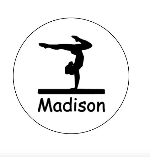 Custom Gymnastics Stickers - 2 Inch Round Personalized Labels for Gymnasts - Set of 20 Balance Beam Themed Gift Stickers - Perfect for Gymnastics Party Favors, Equipment Labeling & Sports Gifts