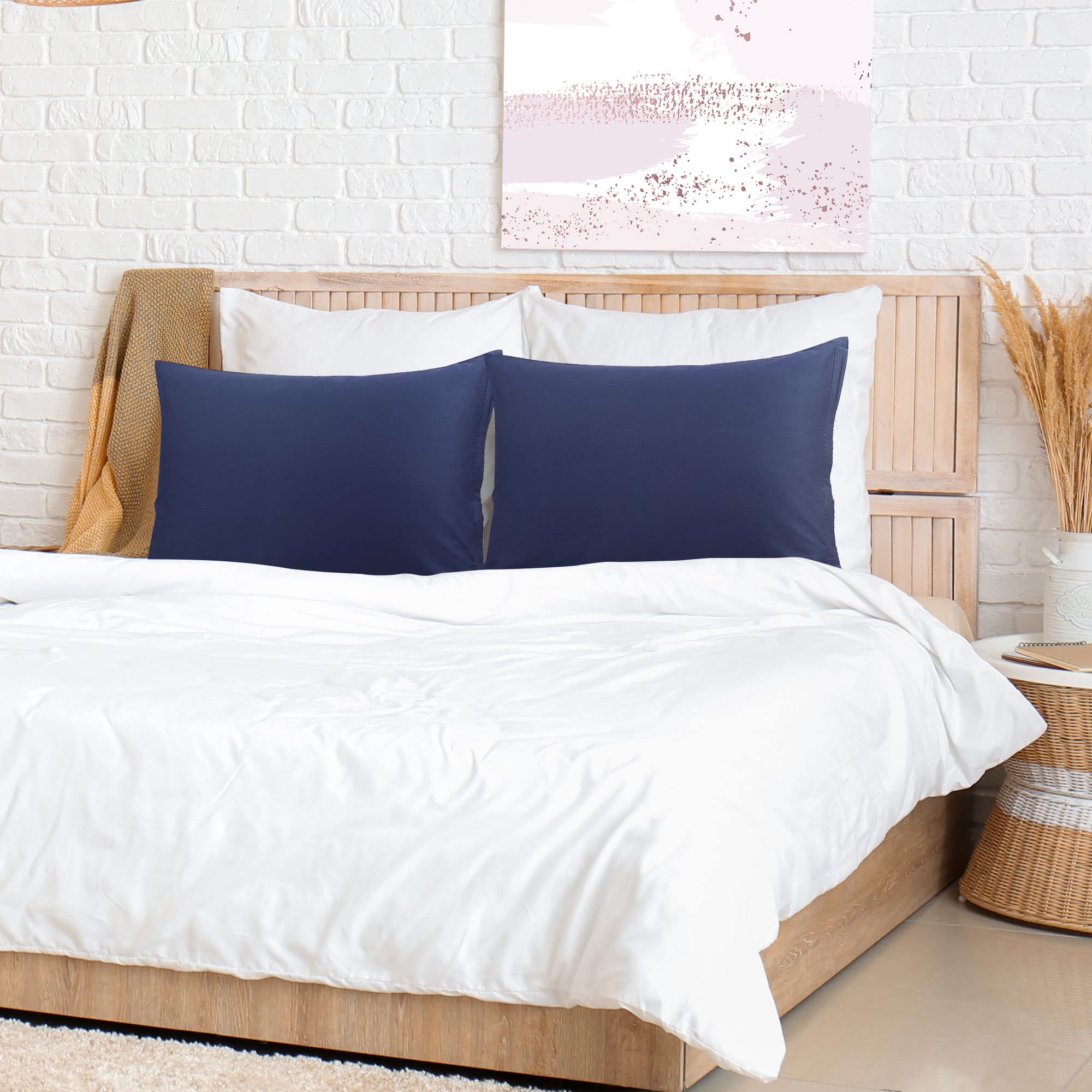 Premium Soft Cotton Pillowcases Set of 2 - Breathable & Hypoallergenic Bedding for Side Sleepers & Hot Sleepers - Perfect for Home, Hotel, or Travel Use