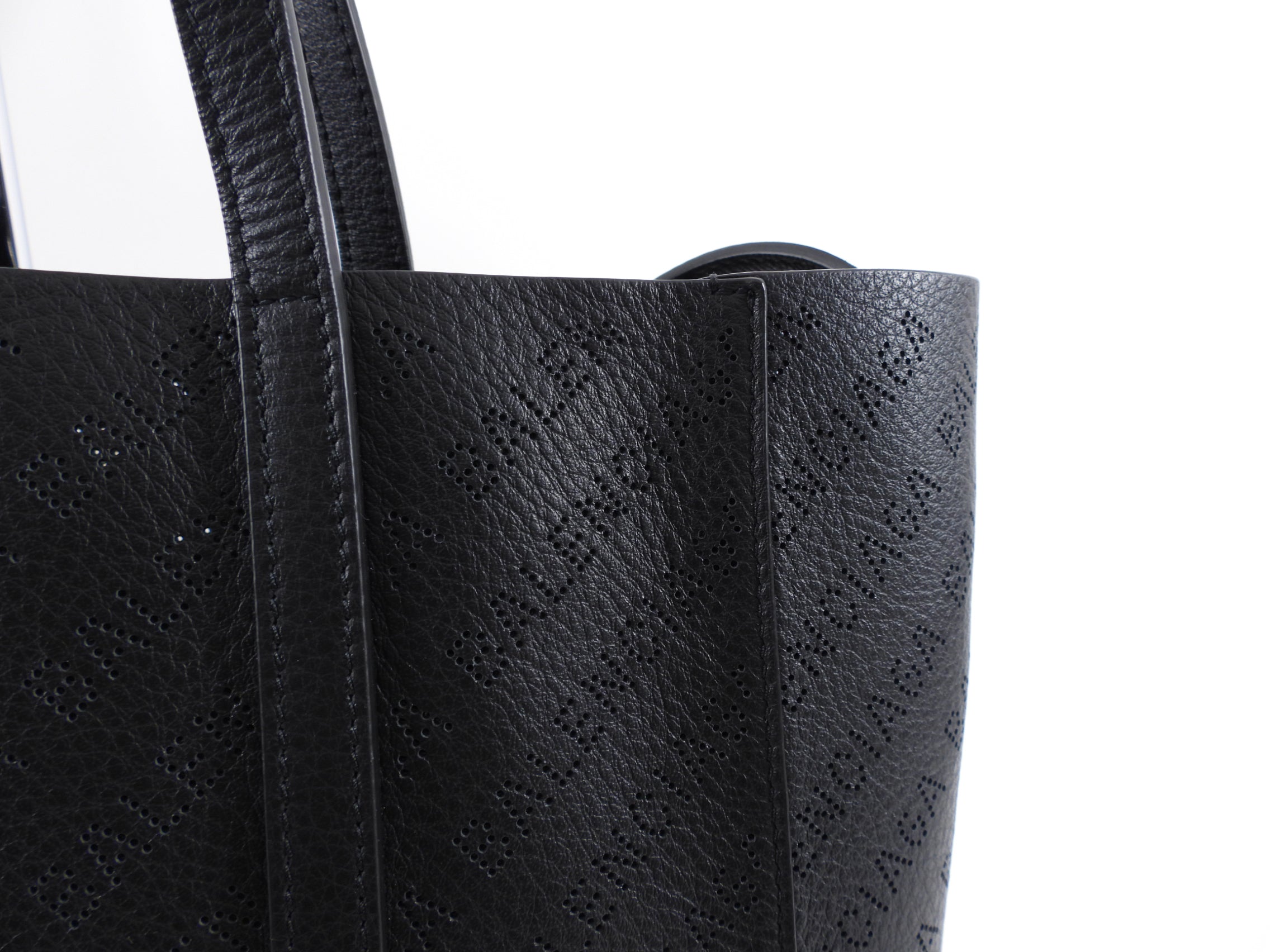 Balenciaga Black Smooth Leather Perforated Everyday XS Tote Bag for Women - Stylish Designer Handbag for Work, Travel & Casual Outings