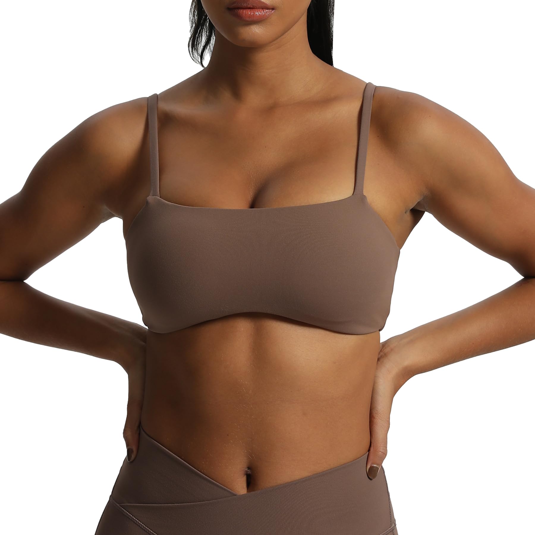 Aoxjox Women's Workout Sports Bra - Seamless Bandeau Crop Top for Yoga, Running, Fitness & Training - Breathable & Supportive Activewear for Gym & Outdoor Exercise