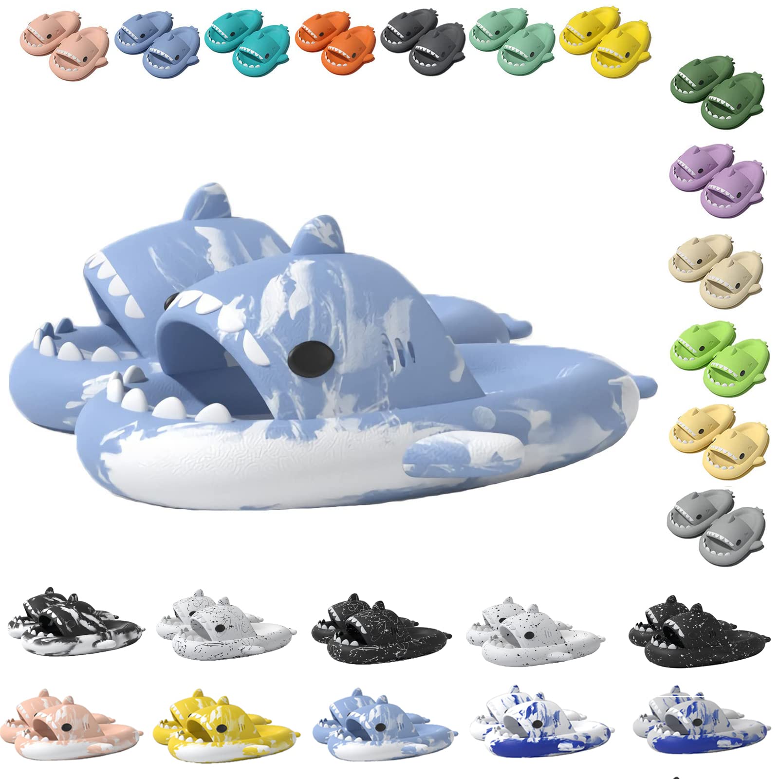 Cute Shark Slippers for Women & Men - Anti-Slip Open Toe Slides with Lightweight Sole - Casual Beach Sandals for Summer - Perfect for Poolside, Vacation, and Home Comfort