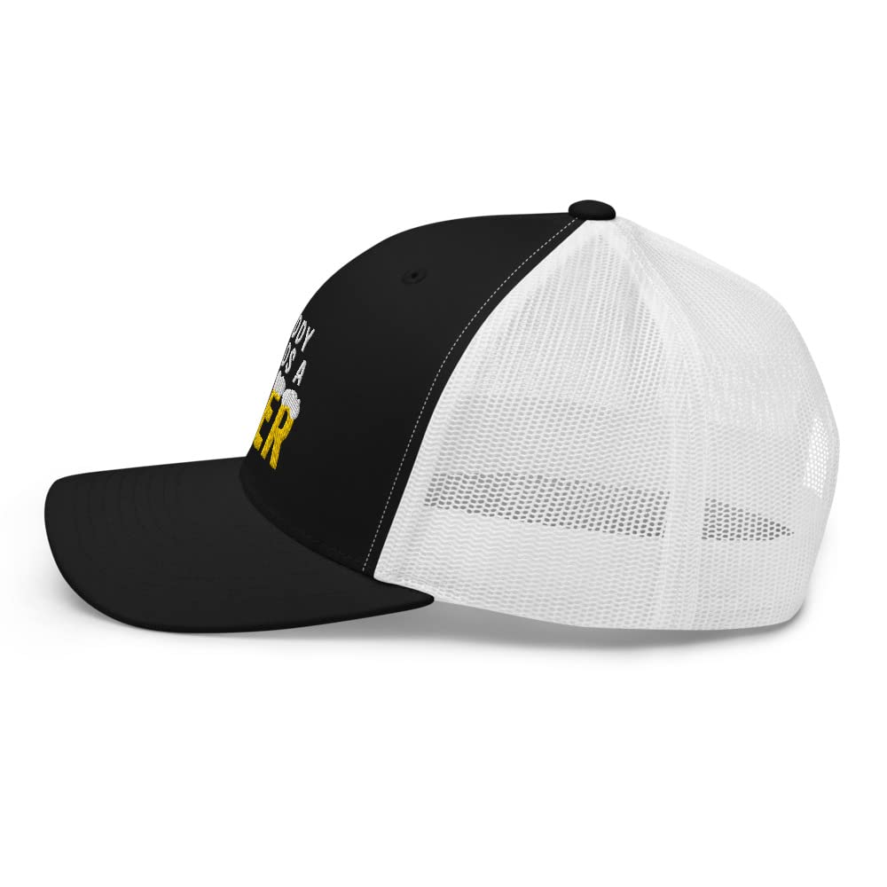 Daddy Needs A Beer Hat - Embroidered Adjustable Trucker Cap for Beer Lovers - Black & White - Perfect for Father's Day Gifts, BBQ Parties & Outdoor Events