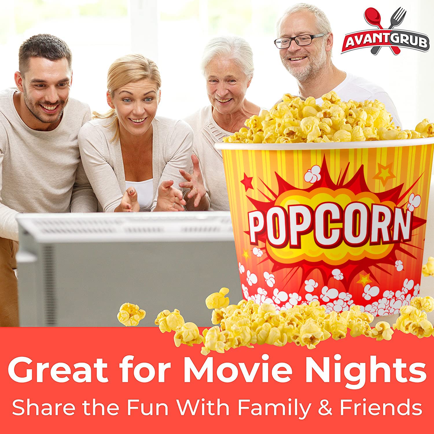 Vintage-Style 85oz Popcorn Buckets (100 Pack) - Reusable, Durable & Greaseproof Movie Theater Containers in Red & Yellow - Perfect for Home Cinema, Birthday Parties, Carnivals, Fundraisers & Concession Stands