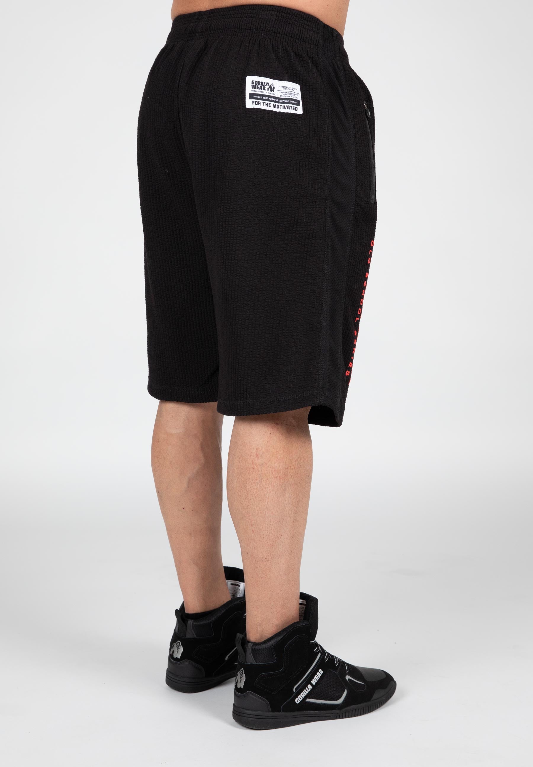 **Augustine Old School Shorts for Men - Classic Black & Red Retro Style | Casual Wear, Street Fashion, Gym & Lounge**