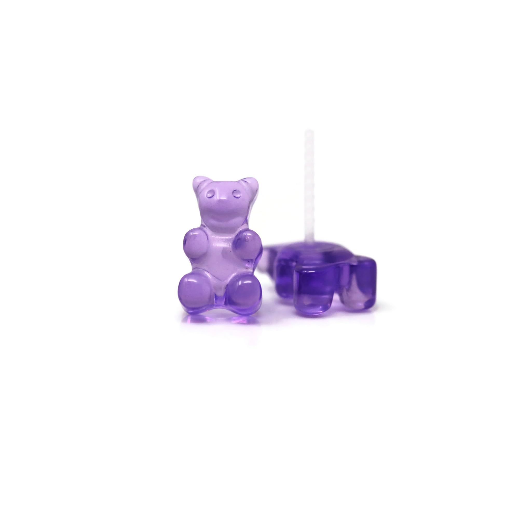 Hypoallergenic Gummy Bear Stud Earrings - Nickel-Free Plastic Posts for Sensitive Ears | Cute Purple Candy-Shaped Jewelry for Women & Teens | Perfect for Everyday Wear, Parties & Gift Giving