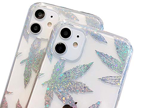 Bling Glitter iPhone 12 Pro Max Case 6.7 Inch | Sparkling Clear TPU Protective Cover with Hemp Design | Shiny Silver Transparent Soft Case for iPhone 12 Pro Max (6.7
