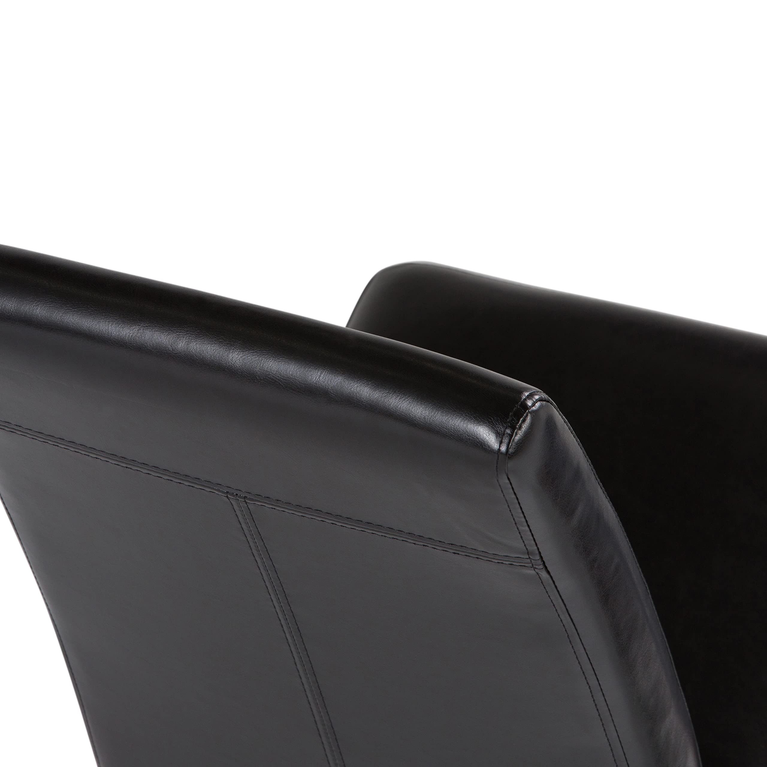 SIMPLIHOME Acadian Parson Dining Chairs (Set of 2) - Midnight Black Faux Leather & Solid Wood Square Upholstered Chairs for Dining Room | Modern Contemporary Style | Perfect for Home, Restaurant, and Office Use