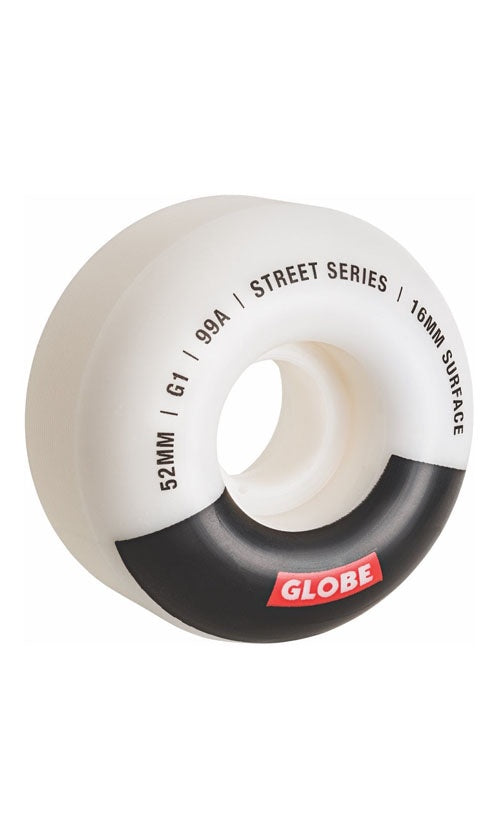 Globe G1 Street Wheels - White, Black, Bar - High-Performance Skateboard Wheels for Street Skating & Tricks