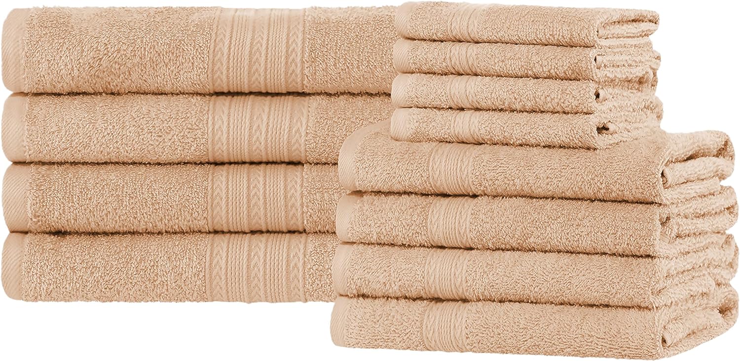 Premium 12-Piece Organic Cotton Towel Set | Soft, Eco-Friendly & Absorbent Bath Towels for Spa, Gym & Home Use