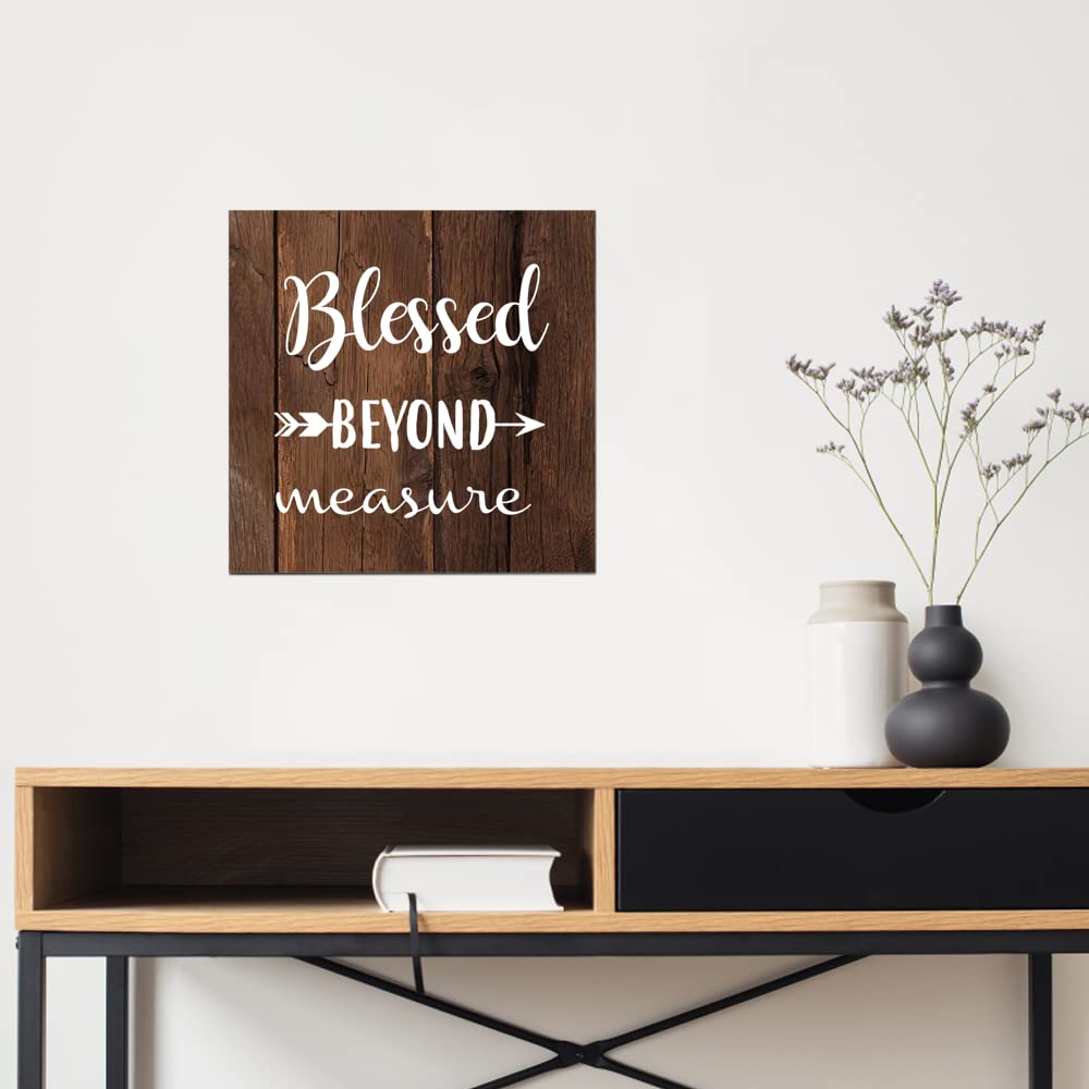Blessed Wall Art Decor - 11.8x11.8 Wooden Hanging Sign for Home & Office