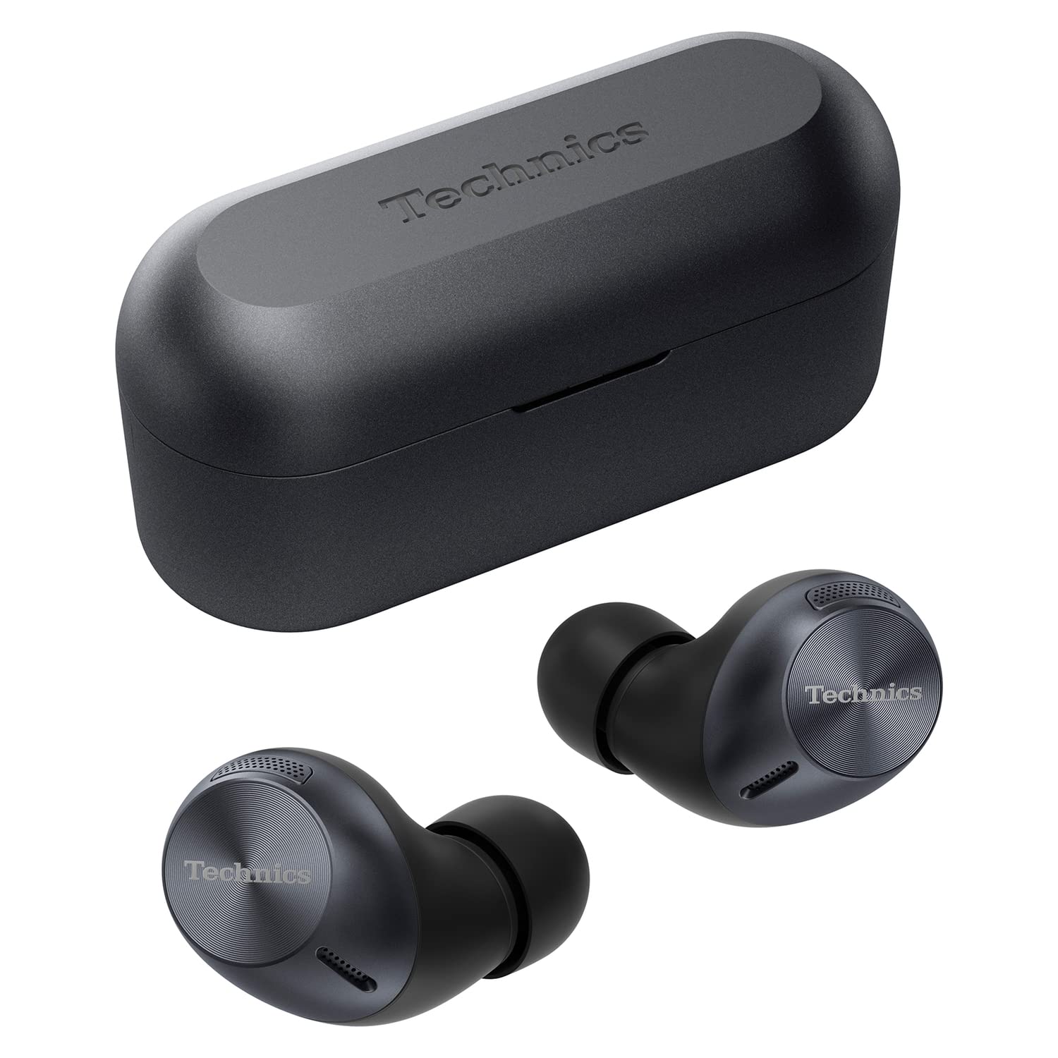 Technics EAHAZ40PK True Wireless Stereo Bluetooth Earbuds with Charging Case - In-Ear Headphones with Built-in Mic for iPhone/Android (Black) - Perfect for Gym, Commuting & Travel