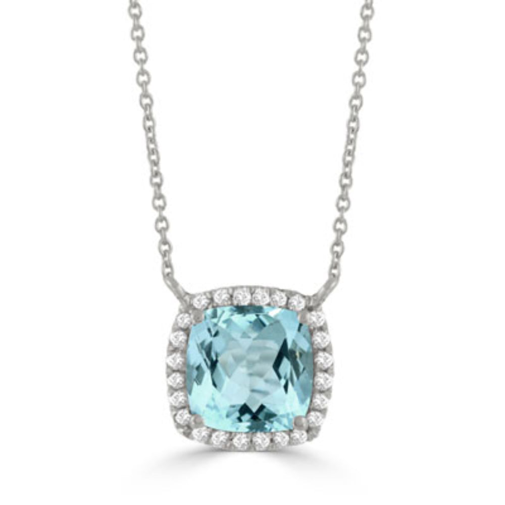 18K Gold Sky Blue Topaz Pendant Necklace with Diamond Accents - Elegant Jewelry Gift for Women, Perfect for Weddings, Anniversaries & Special Occasions