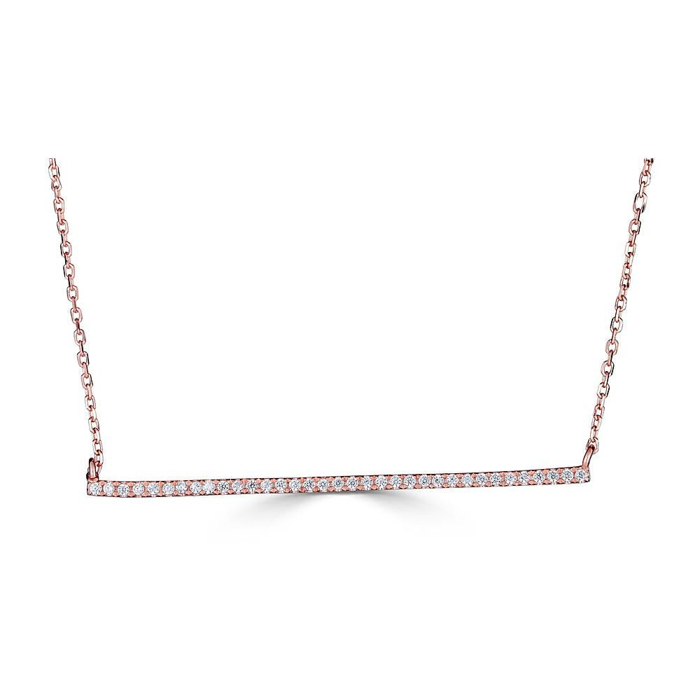 14KT Gold Diamond Horizontal Bar Necklace - 0.14 CTW Genuine Diamond Pendant for Women - Elegant Layering Jewelry for Everyday Wear & Special Occasions