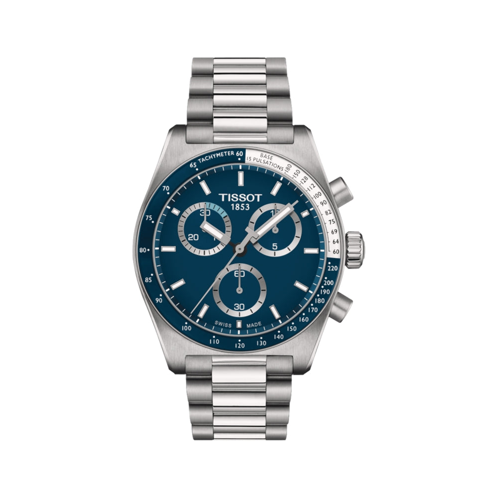 PR516 Men's Quartz Chronograph Watch - 40mm Blue Dial with Stainless Steel Bracelet - Perfect for Business, Casual & Outdoor Activities