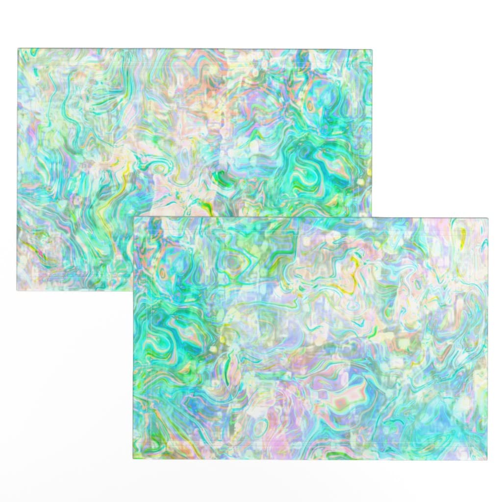 Premium Linen Cotton Canvas Placemats Set of 2 - Coober Pedy Crystal Rainbow Print Table Mats for Dining, Kitchen, and Party Decor by Spoonflower