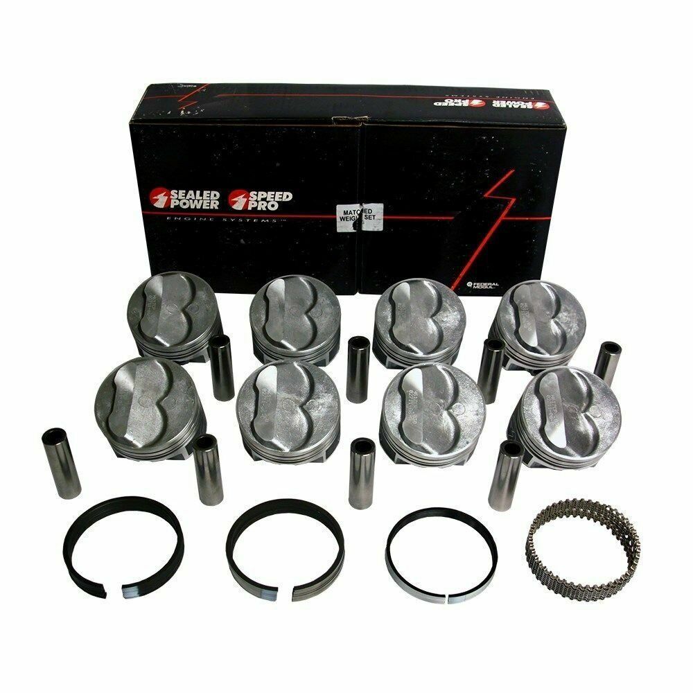 SPEED PRO Hypereutectic 11.8cc Dome Pistons Set with Moly Rings for Chevy 350 Engine 12:1 Compression .030 Over - Perfect for High Performance Racing & Engine Rebuilds