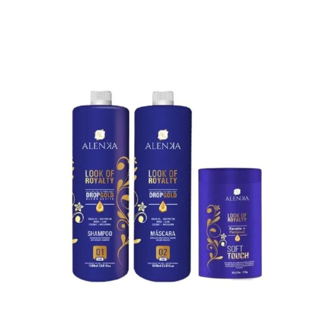Alenka Look of Royalty Progressive Brush Volume Reducer & Deep Hair Mask Kit for Frizzy Hair - Professional Hair Care Set for Smooth, Shiny & Manageable Hair at Home or Salon