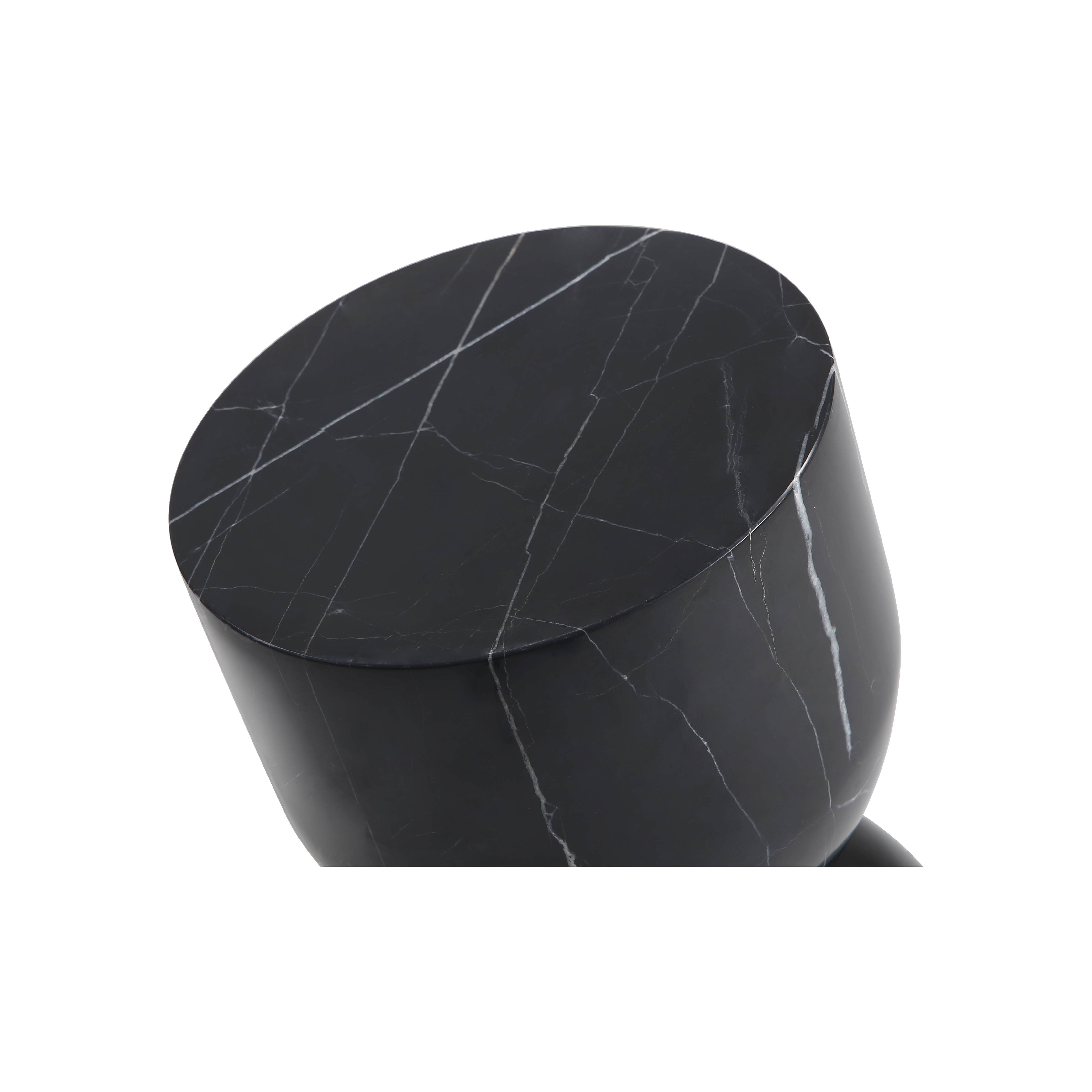 Apothecary Tall End Table with Black Marble Top - Modern Side Table for Living Room, Bedroom & Office Decor