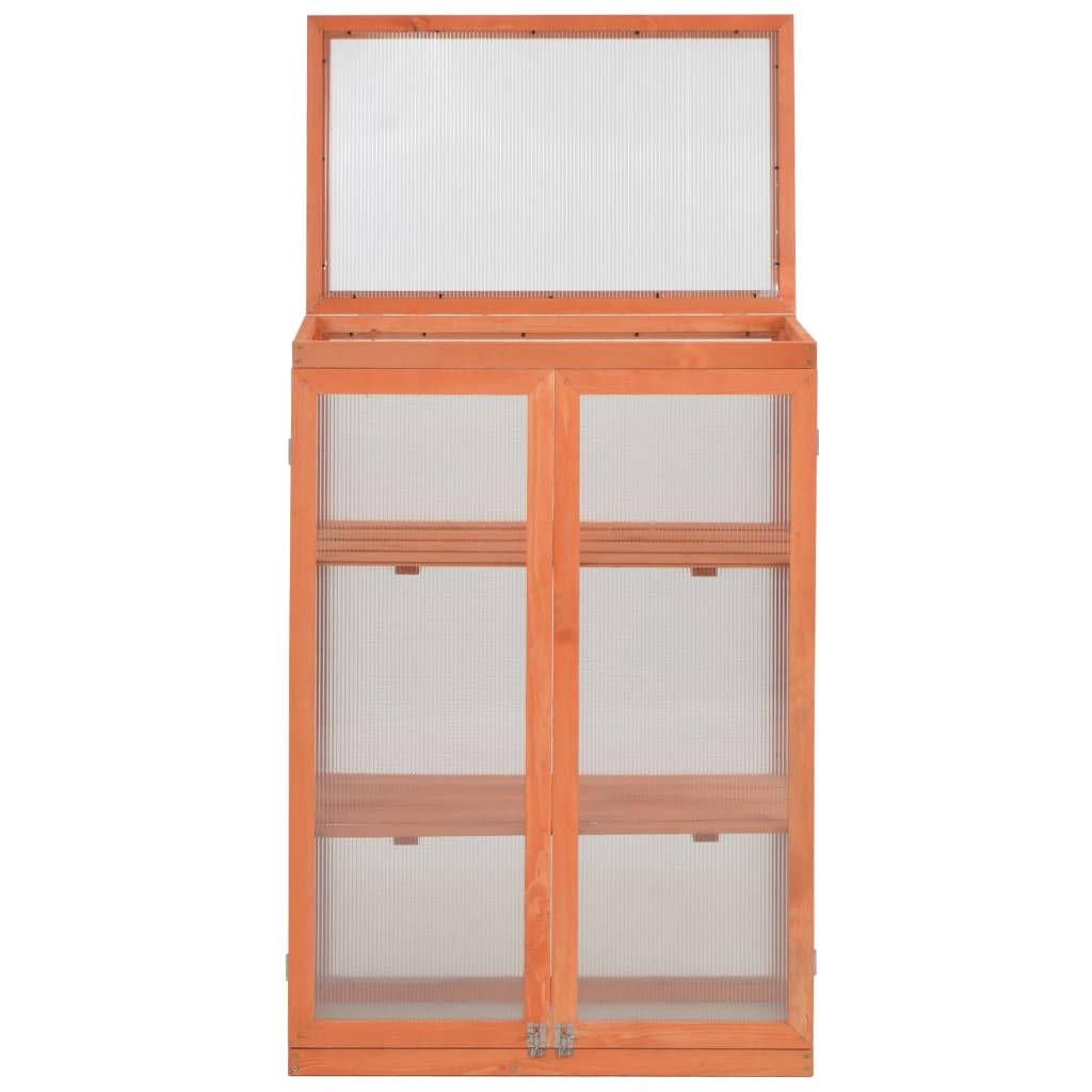 vidaXL Wooden Garden Greenhouse with Polycarbonate Panels - Durable Hobby Greenhouse for Plants - Weatherproof Cold Frame for Outdoor Use - 2-Tier Shelving Design (29.5