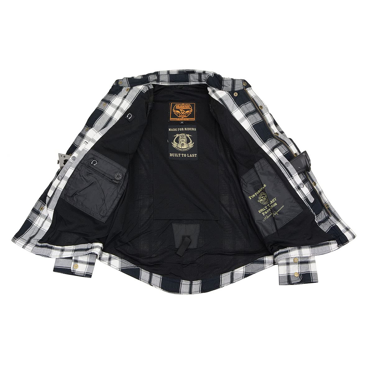 Milwaukee Leather MPM1644 Men's CE Armored Biker Shirt - Aramid Fiber Reinforced Plaid Flannel Motorcycle Jacket - Small Black - Perfect for Riding & Outdoor Adventures