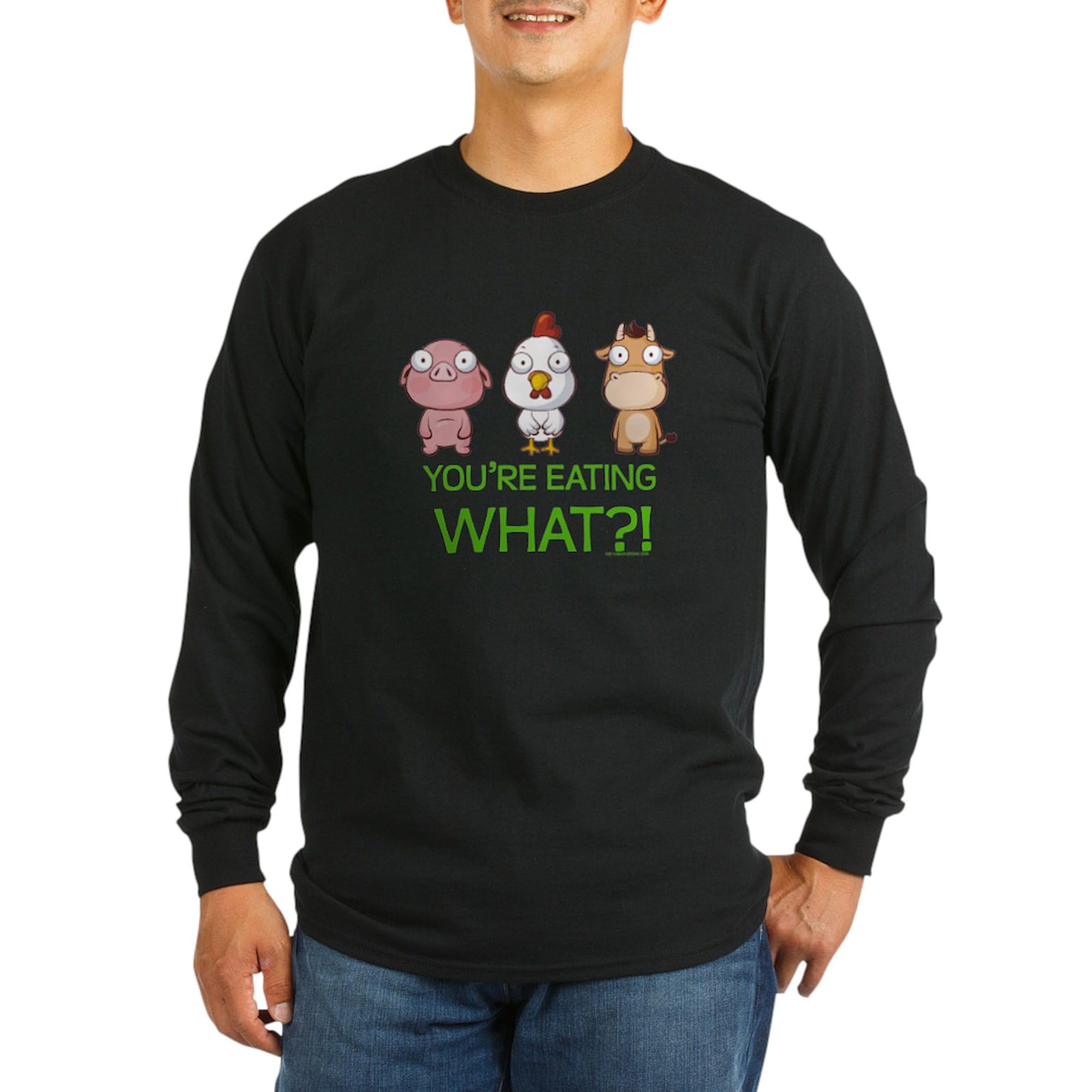 You're Eating What! Men's Dark Long Sleeve Crewneck T-Shirt - Comfortable Casual Wear for Everyday Outfits & Funny Statement Apparel