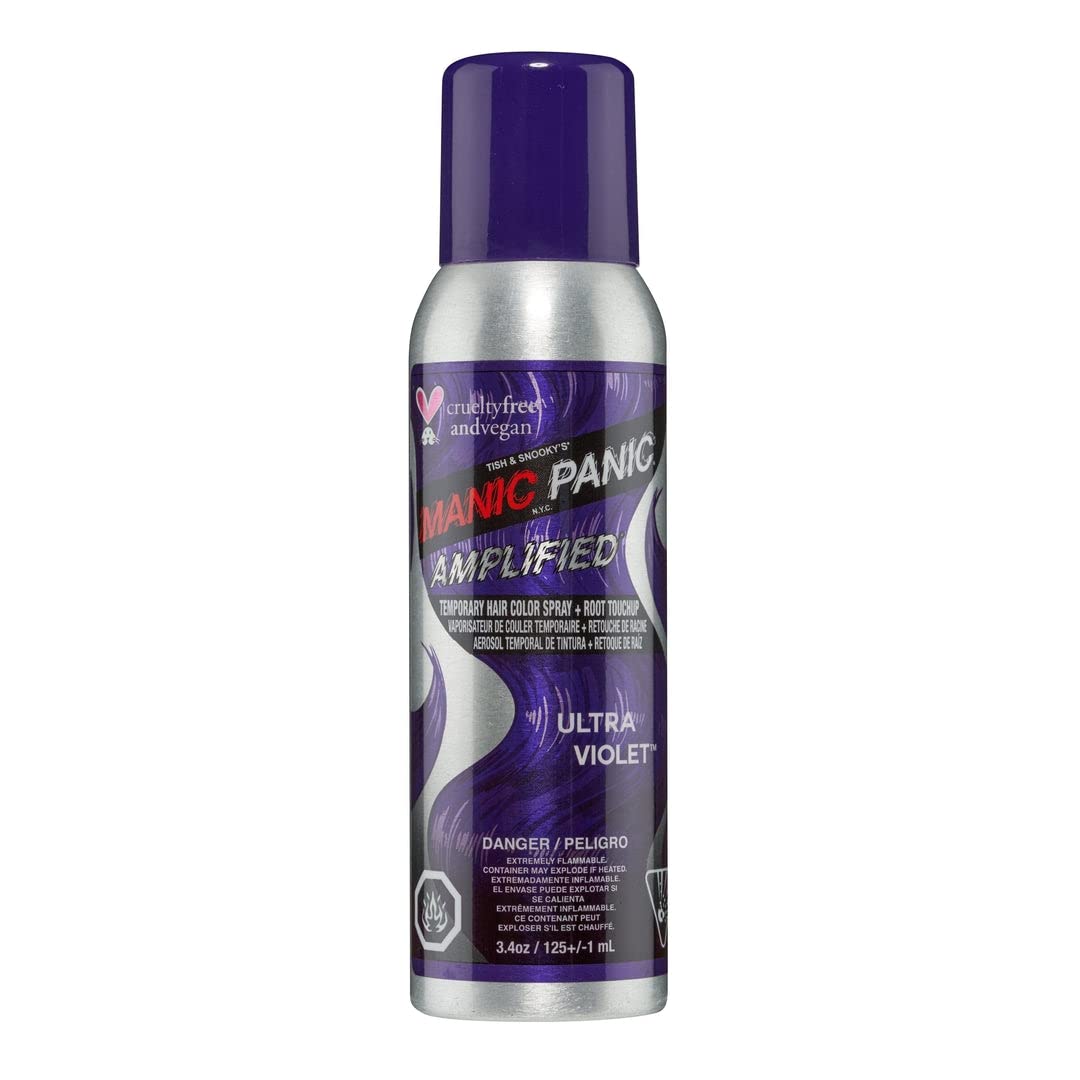 MANIC PANIC Ultra Violet Temporary Hair Color Spray - Vibrant Deep Blue Purple Hair Dye for Women & Men - Vegan & Cruelty-Free Root Touch Up - Quick Wash Out (3.4oz) | Perfect for Parties, Halloween & Creative Hair Styling