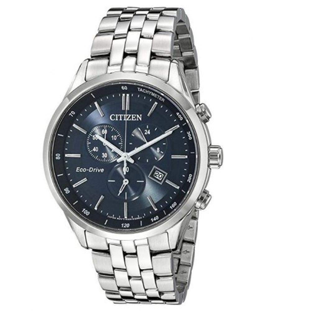 Citizen Eco-Drive CA0647-52L Men's Stainless Steel Chronograph Watch with Blue Sunray Dial - Solar Powered, Water Resistant for Business, Casual & Outdoor Activities