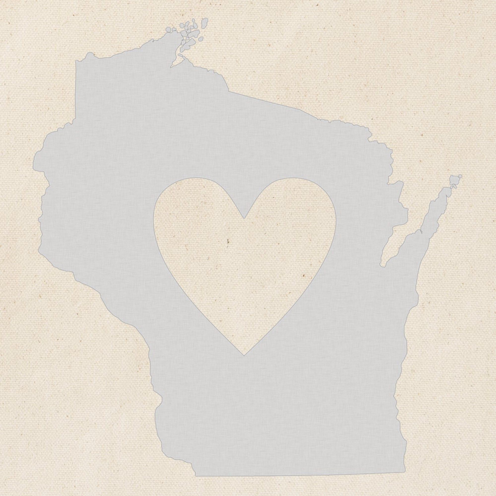 Wisconsin Heart Tote Bag - Natural Canvas Reusable Shopping Bag for Groceries, Beach & Travel | Eco-Friendly & Durable