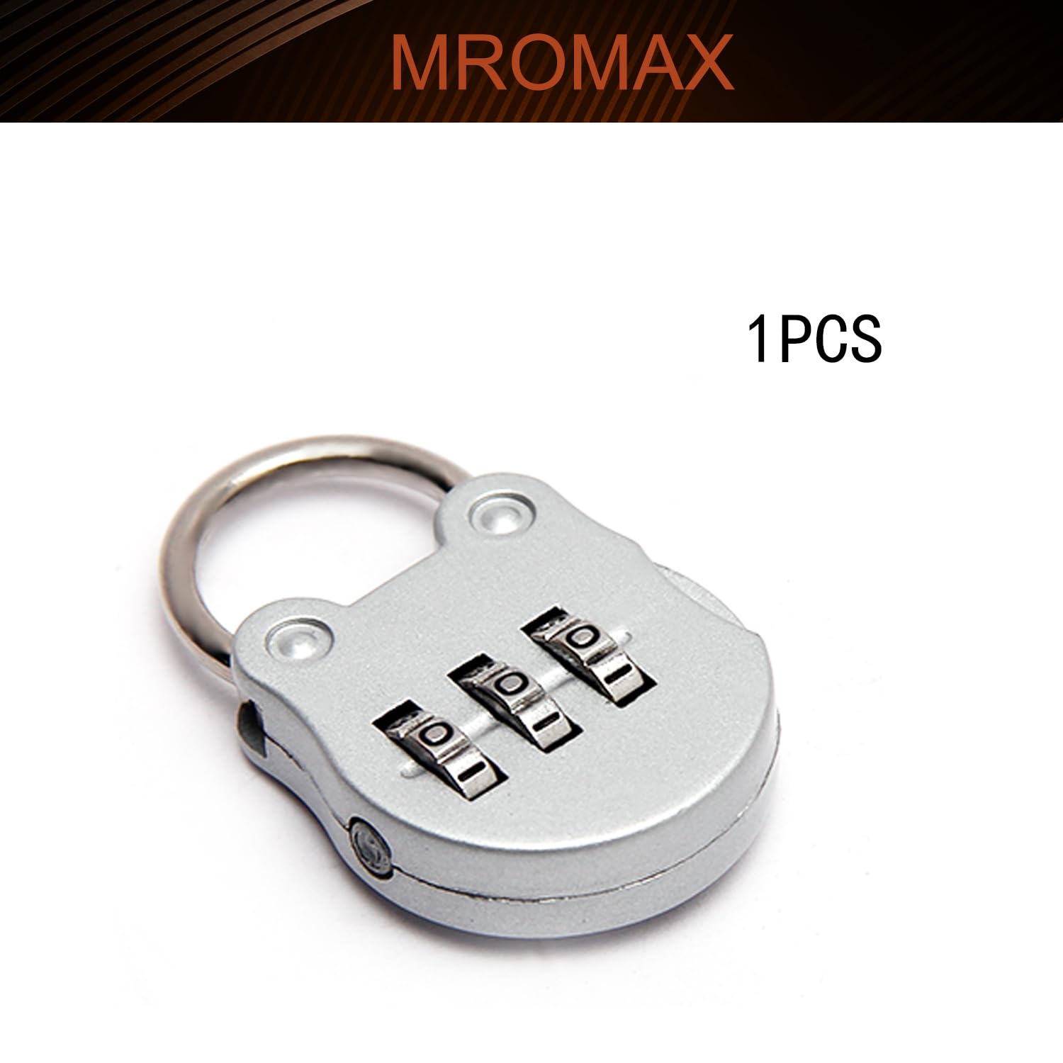 MroMax 3 Digit Combination Padlock - Resettable Zinc Alloy Safe Lock with Key Backup - Mini Security Lock for Luggage, Gym Lockers, School Lockers & Storage Boxes (1 Pack, White)
