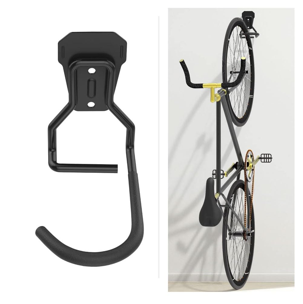 Tatasay Bike Wall Mount - Heavy Duty Bicycle Hanger Rack for Indoor Storage - Space Saving Bike Accessories for Garage, Home, or Apartment - Perfect for Mountain Bikes, Road Bikes, and Kids Bikes (Pack of 1) - Ideal for Small Spaces and Organized Bike Storage