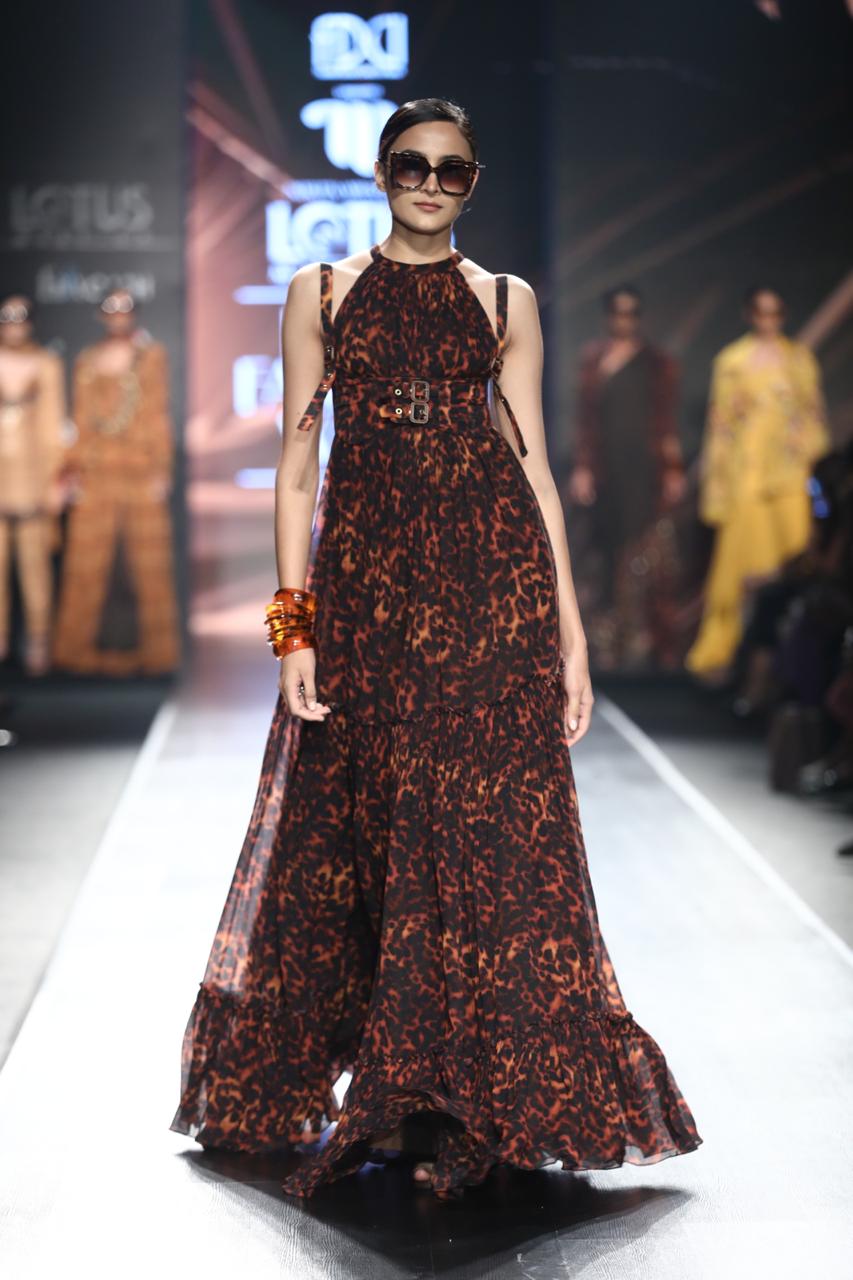 Vaani Kapoor Stone Print Tiered Maxi Dress with Bracelet - Elegant Boho Chic Women's Long Dress for Summer, Beach, Parties & Special Occasions