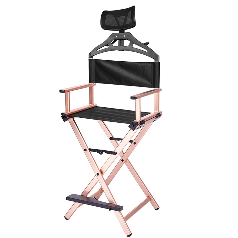 YAVEIL Professional Makeup Chair - Portable Foldable Aluminum Directors Chair with Headrest | Perfect for Salon, Barber Shop, Home Makeup & Cosmetic Artists