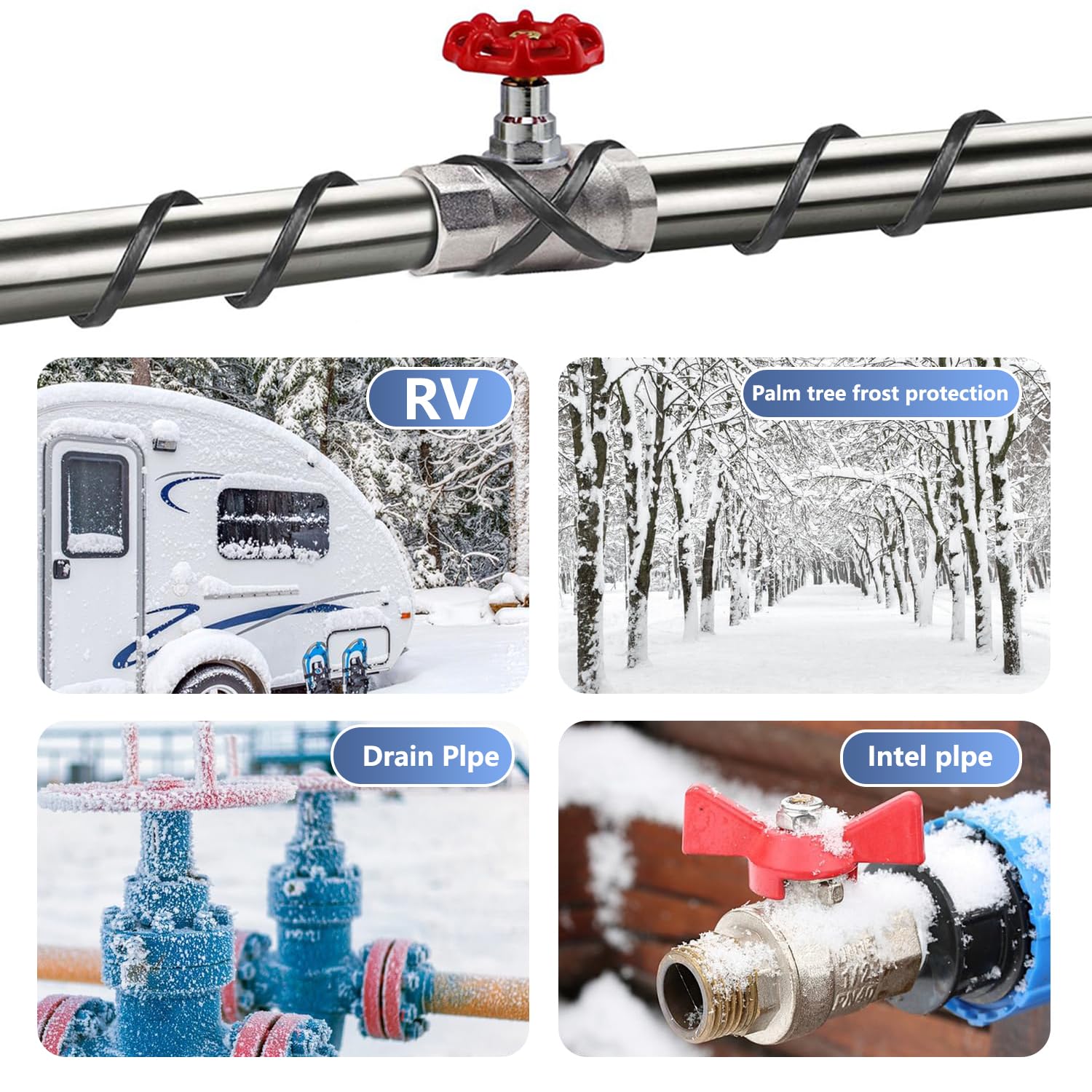Heat Tape for Water Pipes - Self-Regulating Deicing Heating Cable (120V 8W/ft) - Freeze Protection for Roof Gutters & Pipes - Perfect for Winter Home & RV Pipe Maintenance