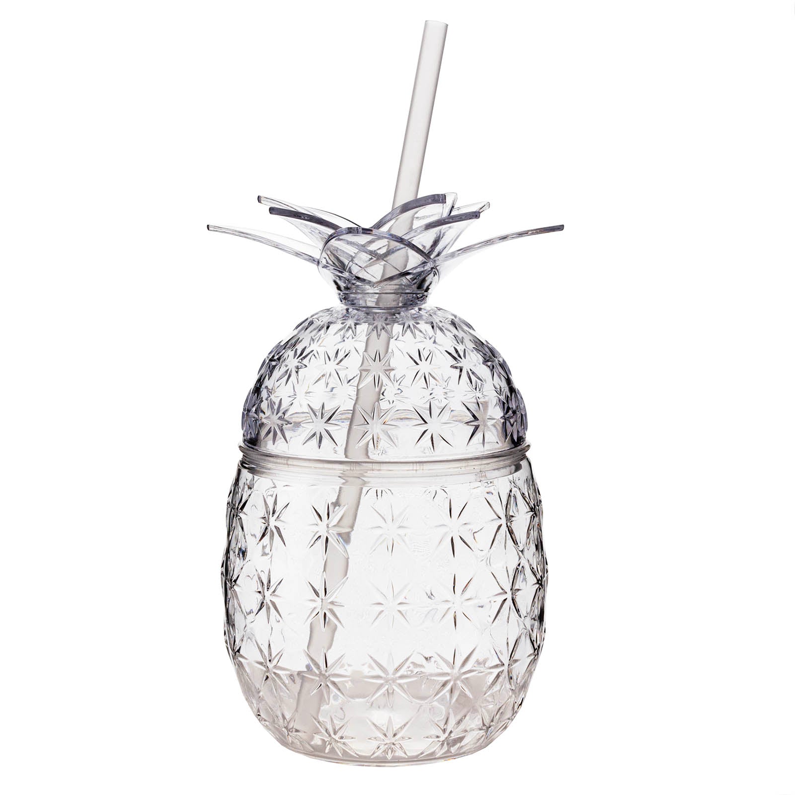 BarConic® Clear Pineapple Shaped Plastic Cup - 20oz BPA-Free, Reusable & Durable - Perfect for Pool Parties, Tropical Themed Events & Summer Drinks