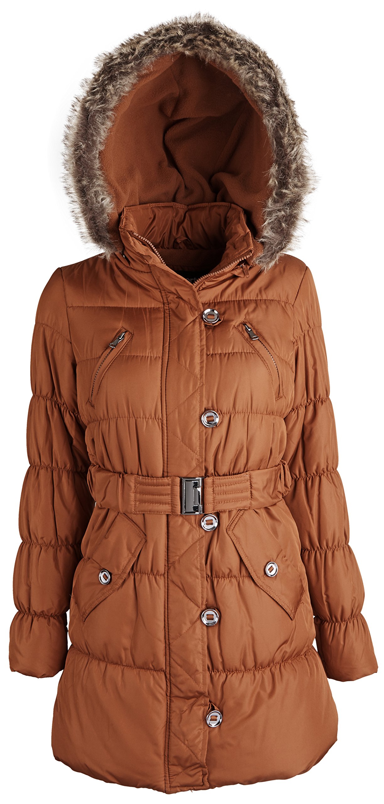 Junior Women's Fleece-Lined Puffer Coat - Warm Winter Fashion for Teens
