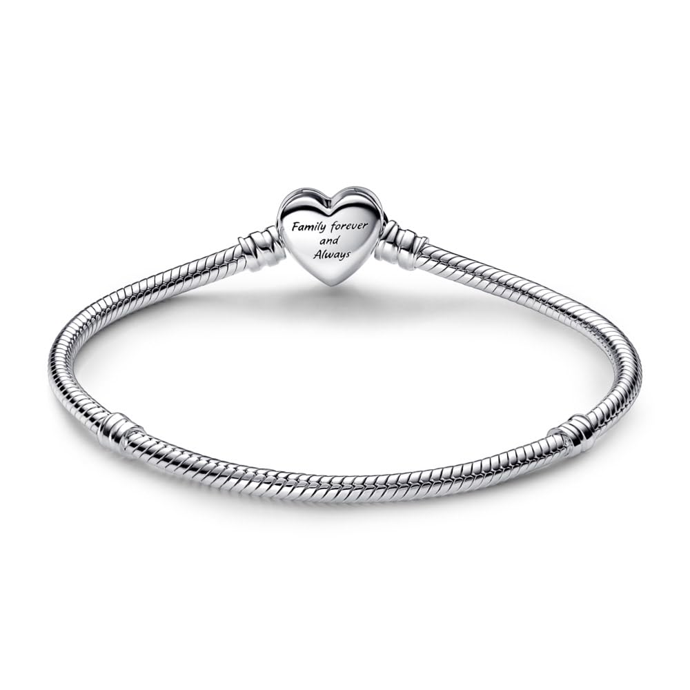 PANDORA Sparkling Infinity Heart Clasp Snake Chain Bracelet - Sterling Silver with Cubic Zirconia - Compatible with PANDORA Charms - Elegant Jewelry Gift for Women - Perfect for Anniversaries, Valentine's Day & Special Occasions
