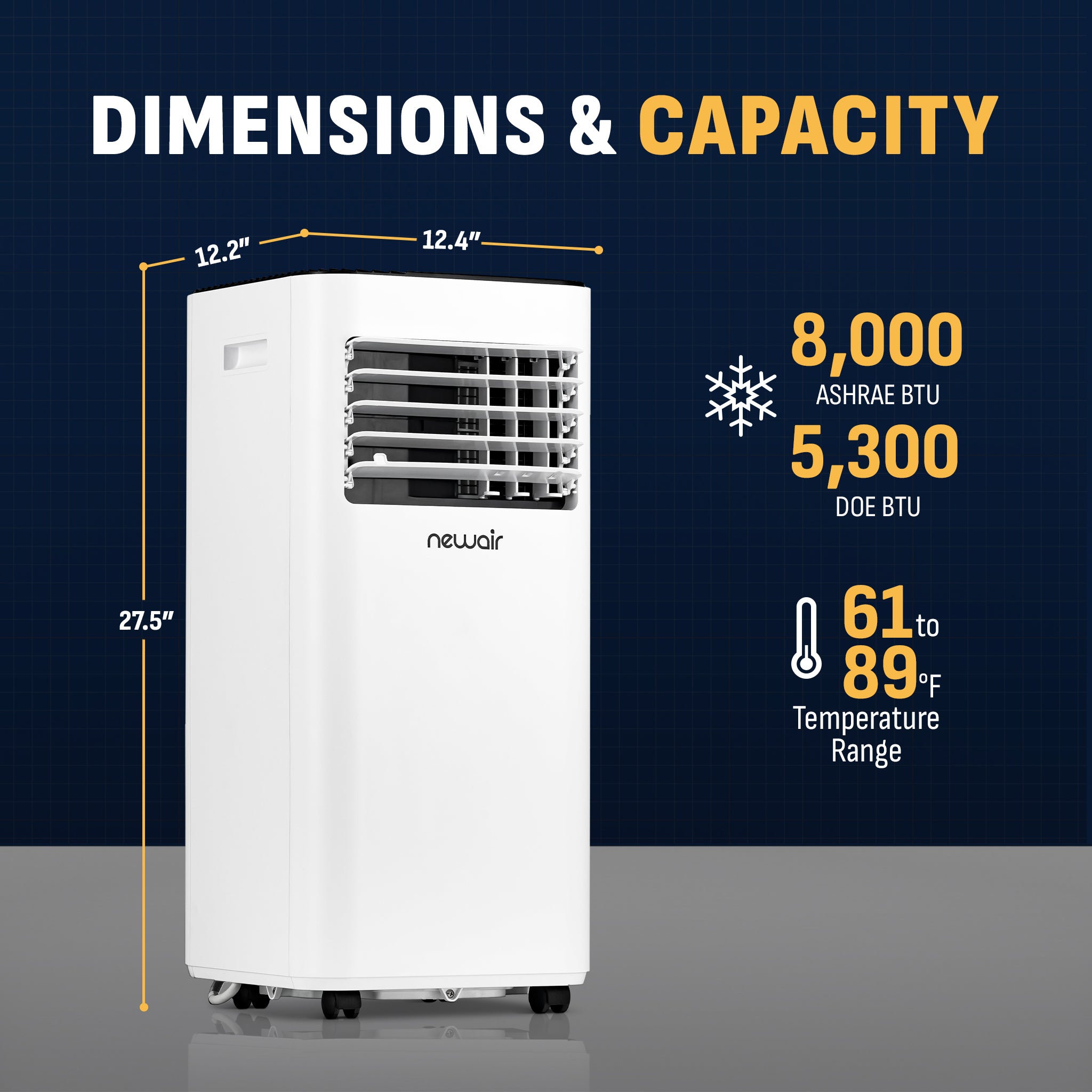 Newair® 8,000 BTU Portable Compact Air Conditioner - Cooling for Small Rooms, Bedrooms & Offices | Energy Efficient & Easy Installation
